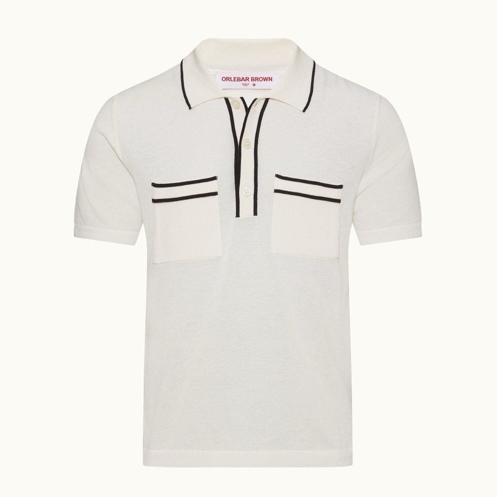 Orlebar Brown White Polo with Black Accents